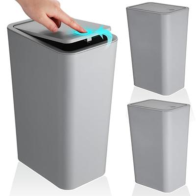 3 Pack Bathroom Small Trash Can with Lid,10L / 2.6 Gallon Slim Garbage Bin  Waste 744759487933