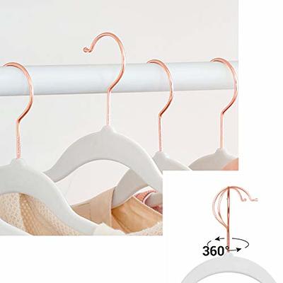 SONGMICS Velvet Hangers 50 Pack, Non Slip Hangers with Rose Gold Color Swivel Hook, Slim Hangers Space Saving