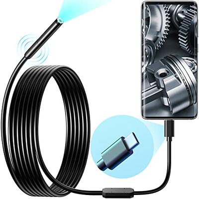  Endoscope Camera with Light for iPhone, Teslong USB-C Borescope  Inspection Camera with 8 LED Lights, 10FT Flexible Waterproof Snake Camera  Scope, Fiber Optic Cam for iOS Android Phone-No WiFi Required 