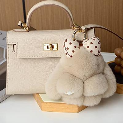 CHMIING Bunny Keychain Soft Cute Rex Rabbit Fur Keychain Car Handbag Keyring  at  Women's Clothing store