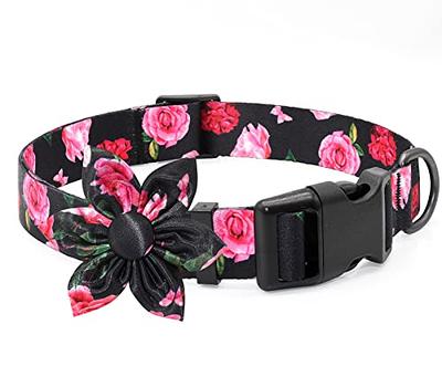 Beirui cute girl Dog collars for Small Medium Large Dogs, Multiple Floral  Patterns Female Pet Dog collars with Flower fo