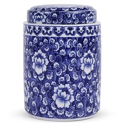 HomeyHoney Glass Candy Jars with Airtight Lids for Candy Buffet, with  Handmade Porcelain Flower, Decorative Glass Canisters for kitchen (22 oz,  Blue