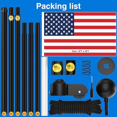 SCWN Flag Poles for Outside House in Ground - 20FT 14 Gauge Sectional Aluminum  Extra Thick Flagpole with Reinforcing Ring, 5x3 US Flag, Heavy Duty Black Flag  Poles Kit for Yard - Yahoo Shopping