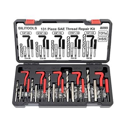 AKM 261pc Thread Repair Kit HSS Drill Helicoil SAE metrici 4 5 16 3 8 7 1 2 M5 M6 M8 M10 M12 at MechanicSurplus.com