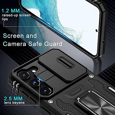 DEERLAMN for Samsung Galaxy S23 Ultra Case with Slide Camera Cover,Built-in  Rotated Ring Kickstand [Full Camera Protection] [Military Grade] Heavy