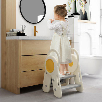 Onasti Foldable Toddler Step Stop for Bathroom Sink, Adjustable 3 Gray