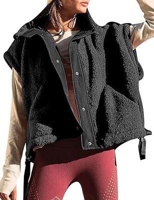 Gozoloma Women's Oversized Fleece Vest Sleeveless Casual Button Down  Piecing Fuzzy Sherpa Gilet Jacket with Pockets(0736-Black-XL) - Yahoo  Shopping