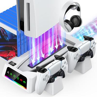 PS5 Stand for PS5 Slim Disc/PS5 Disc & Digital, 3-Level Cooling Station and  RGB LED with Controller Charger for PS5 & Edge Controller, PS5 Accessories
