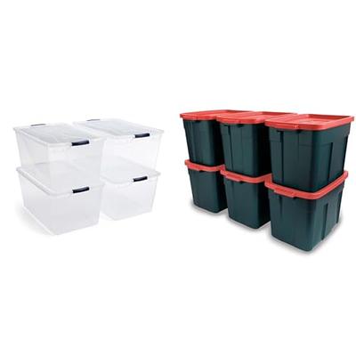 Rubbermaid Cleverstore Clear 71 Qt, 4 Pack Holiday Storage Tote with Tray  Inserts
