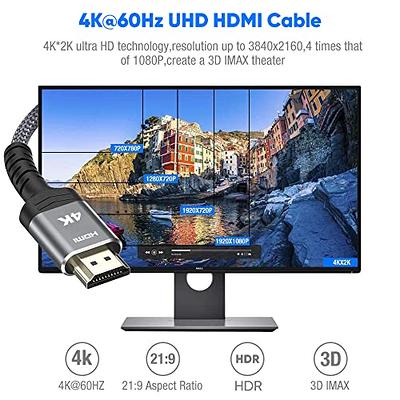 4K HDMI Cable 15FT,Highwings 2.0 High Speed 18Gbps HDMI Braided  Cord-Supports (4K 60Hz HDR,Video 4K 2160p 1080p 3D HDCP 2.2 ARC-Compatible  with