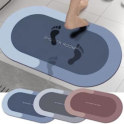 Deparnit Rubber Non-Slip Quick Dry Bathroom Rugs Super Absorbent Thin Bath  Mat Fit Under Door, Fashion Washable Oval Bathroom Floor Rugs for Bathroom,  Bathtub, Shower and Sink (24 x 48, Blue) 