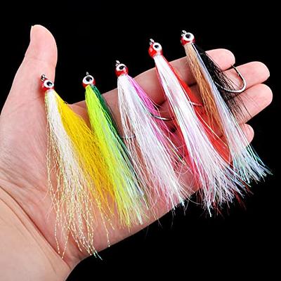 Bucktail Teasers Fishing Hook with 3D Eyes 5PCS High Carbon Steel Hooks  Fluke Rigs Mylar Flash Bucktail Teasers Fly Fishing Bass Sea Lures - Yahoo  Shopping