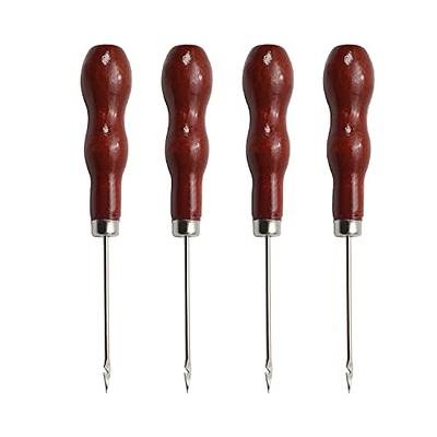 4 In 1 Leather Stitching Awl Wooden Handle Sewing Awl Hole Punch Tool For Leather  Sewing