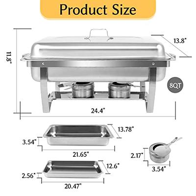 Valgus 8QT Stainless Steel Chafing Dish Buffet Chafer Set with Foldable  Frame Water Trays Food Pan Fuel Holder and Lid Food Warmers for Parties,  Banquet, Buffets, Wedding, Dining 2 Pack - Yahoo Shopping