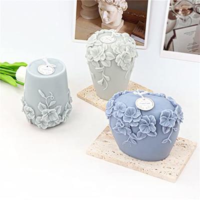 Cylinder Candle Molds Silicone, 3D Rattan Flowers Silicone Candle