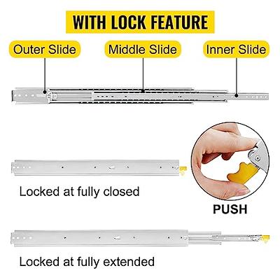 VEVOR Drawer Slides, 1 Pair 22 Inch Heavy Duty Drawer Slides, Ball Bearing  Side Mount Drawer Hardware Slides, 500 LBS Load Capacity 3-Section Full