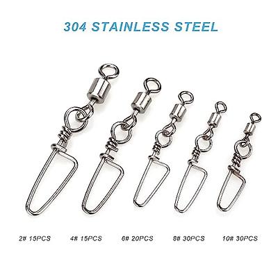 110PCS Stainless Steel Barrel Snap Swivel Fishing Accessories