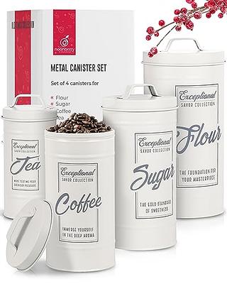 Canister Set for Kitchen Counter, Airtight White Vintage Canisters