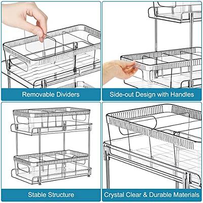 2 Pcs 3 Tier Clear Bathroom Organizer with Dividers, Multi-Purpose