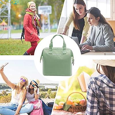 Mziart Insulated Lunch Bag Simple Bento Cooler Bag Lunch Tote Bag for Lunch  Box for Women Men Adult Picnic Working Hiking Beach (Light Green)