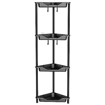 Orimade Rustproof 4 Tier Floor Standing Corner Shower Caddy Organizer,  Plastic Metal Splicing Floor Corner Shelf Rack Stands for Bathroom,10.8 x  10.8