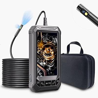 Endoscope with 360 Degree rotatable Lens,Digital Rotatable Borescope  Inspection Camera with 16.4ft Rigid Cable, IP68 Waterproof Snake Camera 8+1  LED