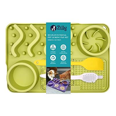Zilly Slow Feeder Dog Food Mat, Lick Mat for Small Dogs and Cats - Slow Feeder Bowl, (Mint Green)