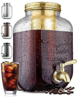 1 Gallon Cold Brew Coffee Maker - with Stainless-Steel Filter, Lid and  Spigot