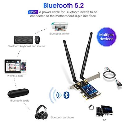 PCIe WiFi 6E Card, AX210 Network Card Adapter for PC Gaming, Bluetooth 5.3,  Tri-Band (802.11ax) 5400Mbps 6GHz Wireless LAN Cards with MU-MIMO, OFDMA