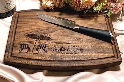 Straga Personalized Cutting Boards | Handmade Wood Engraved Charcuterie |  Custom Wedding, Anniversary, Cruise Trip Gift for Couples (Nautical Initial