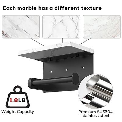 nodafuer toilet paper holder with natural marble shelf for bathroom  washroom,wall mounted tissue holder suitable for mega roll.(white)