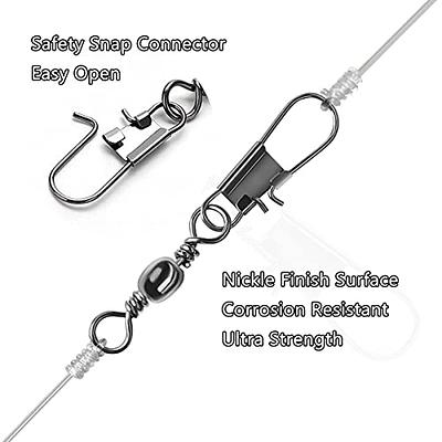 Fishing Barrel Swivel with Safty Snap, 120pcs Snap Swivels Fishing Tackle  Stainless Steel Safty Interlock Snaps Saltwater Freshwater Fishing  Connector 31-95Lb 