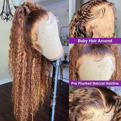  Iris Queen Curly Lace Front Wigs Human Hair Pre Plucked  Natural Black Glueless 10A 180 Density Kinky Curly Brazilian Lace Closure  Human Hair Wigs for Black Women(22 inch) : Beauty