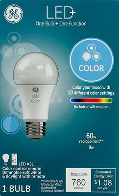 GE LED+ Color 60-Watt EQ A19 Full Spectrum Medium Base (E-26