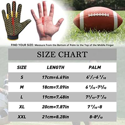 HANDLANDY College Football Gloves, Sticky Wide Receiver Grip Gloves for Men  Black and Gold Stretch Fit Lineman Gloves, Small