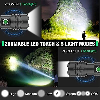 YIDUOZHH Flashlights High Lumens Rechargeable,100000 Lumen Brightest Led  Flashlight,Super Bright Flash Lights Battery Powered Powerful Handheld  Tactical Flashlights for Emergencies Camping - Yahoo Shopping