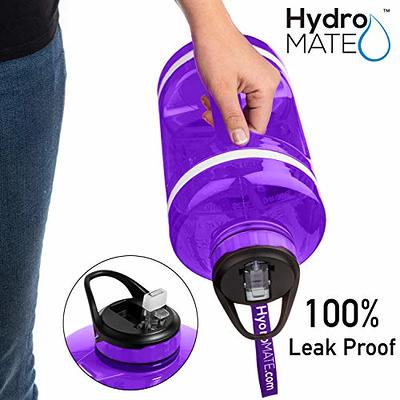 HydroMATE 64 oz Water Bottle with Times to Drink BPA Free Leak Proof Reusable Jug with Handle Half Gallon