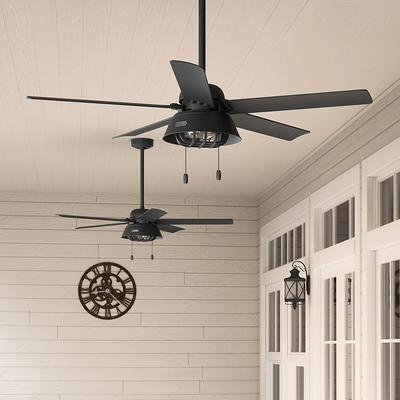 52-in Black Farmhouse Indoor Ceiling Fan with Light (5-Blade)