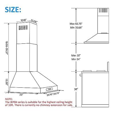 IKTCH 36 inch Range Hood Wall Mount 900 CFM Ducted/Ductless Convertible, Kitchen Chimney Vent Stainless Steel with Gesture Sensing & Touch Control