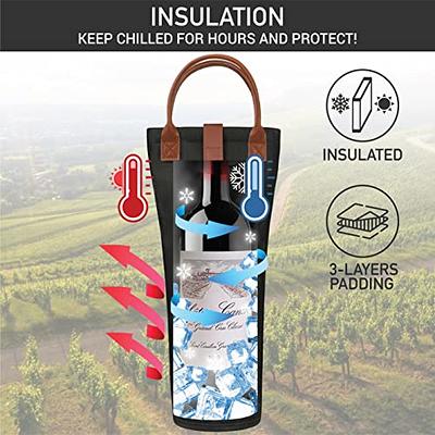 OPUX Wine Bag 2 Bottle Tote Carrier, Leakproof Portable Padded Insulated  Cooler Case Travel Picnic Gifts Christmas (Black, One Size)