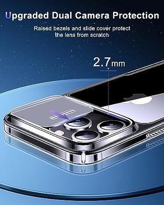 Juntone Clear for iPhone 15 Pro Max Case with Sliding Camera Cover,  [Military Drop Protection] [Non-Yellowing] Slim Professional Shockproof for  iPhone