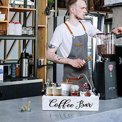 Wood Coffee Station Organizer Countertop Storage Box, Coffee Pod Holder K Cup Organizer Basket, Coffee Mug Holder Coffee Bar Organizer Box Coffee Bar