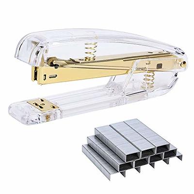 SIRMEDAL Elegant Ultra Clear Acrylic Office Supplies Acrylic Stapler Matte Gold Desktop Stapler with 1000pcs Staples for Office Accessories(Gold)