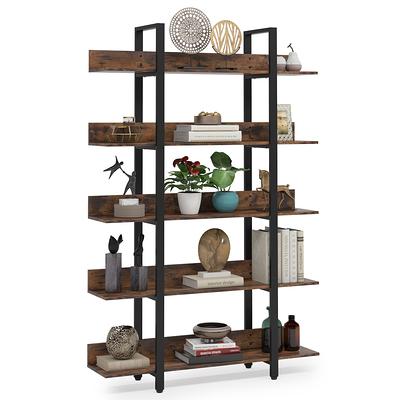 Tribesigns Black Metal 5-Shelf Corner Bookcase (31.49-in W x 65.74-in H x 31.49-in D) | HOGA-JW0236