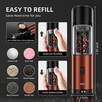 Electric Gravity Rechargeable Black Mill Salt and Pepper Grinder