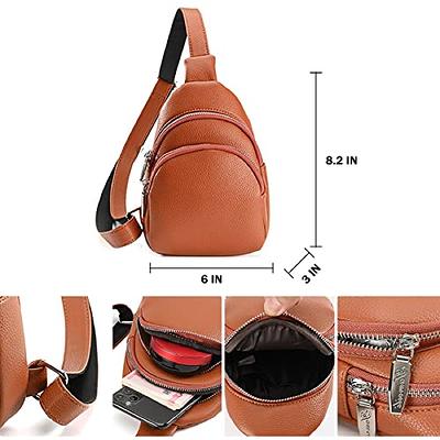 MoKo Vegan Leather Sling Bag - Small Trendy Casual Detachable Shoulder Strap Crossbody Bags for Women and Men Hiking Travel