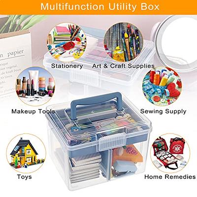3-Layers Plastic Portable Storage Box with Tray, Craft Supply Box with  Handle, Arts and Crafts Case, Sewing Supplies Organizer, Multifunctional