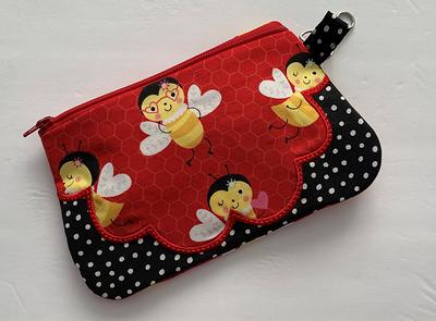 Bee Makeup Bag Gold Bees Black Canvas Bag Toiletry Bag 