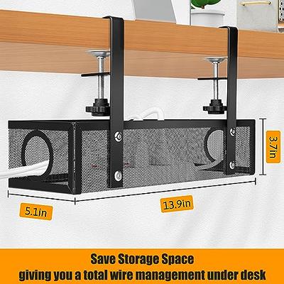 Under Desk Cable Wire Management Tray, Self Adhesive Cable Tidy Basket,  Cable Organizer Rack with Hanging Basket for Desk Office Kitchen