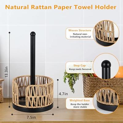 Wood Paper Towel Holder Countertop - Rustic Farmhouse Paper Towel Holder  Stand 